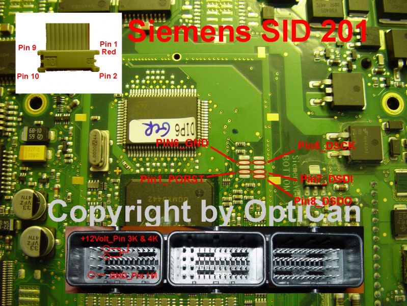 Siemens SID 201 (Peugeot) pinout diagram 1